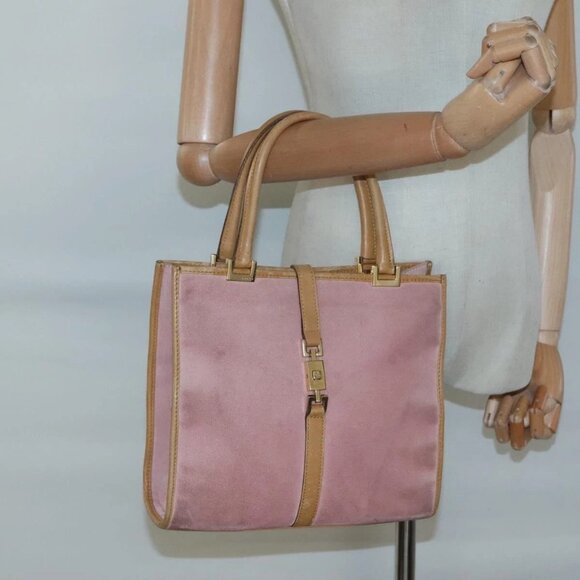 GUCCI Jackie Hand Bag Suede Pink Gold 002 1065 Auth - Picture 1 of 16